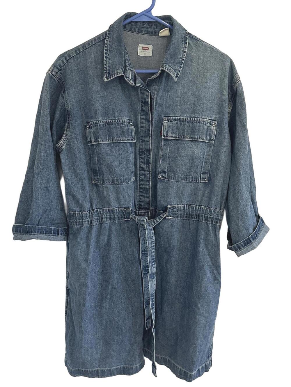 Levi's Women's Denim 3/4 Sleeve Belted Dress - Medium